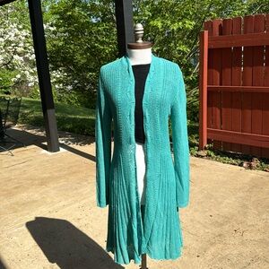 Soft Surroundings Teal Open-Front Women's Duster Jacket Sweater - Size M